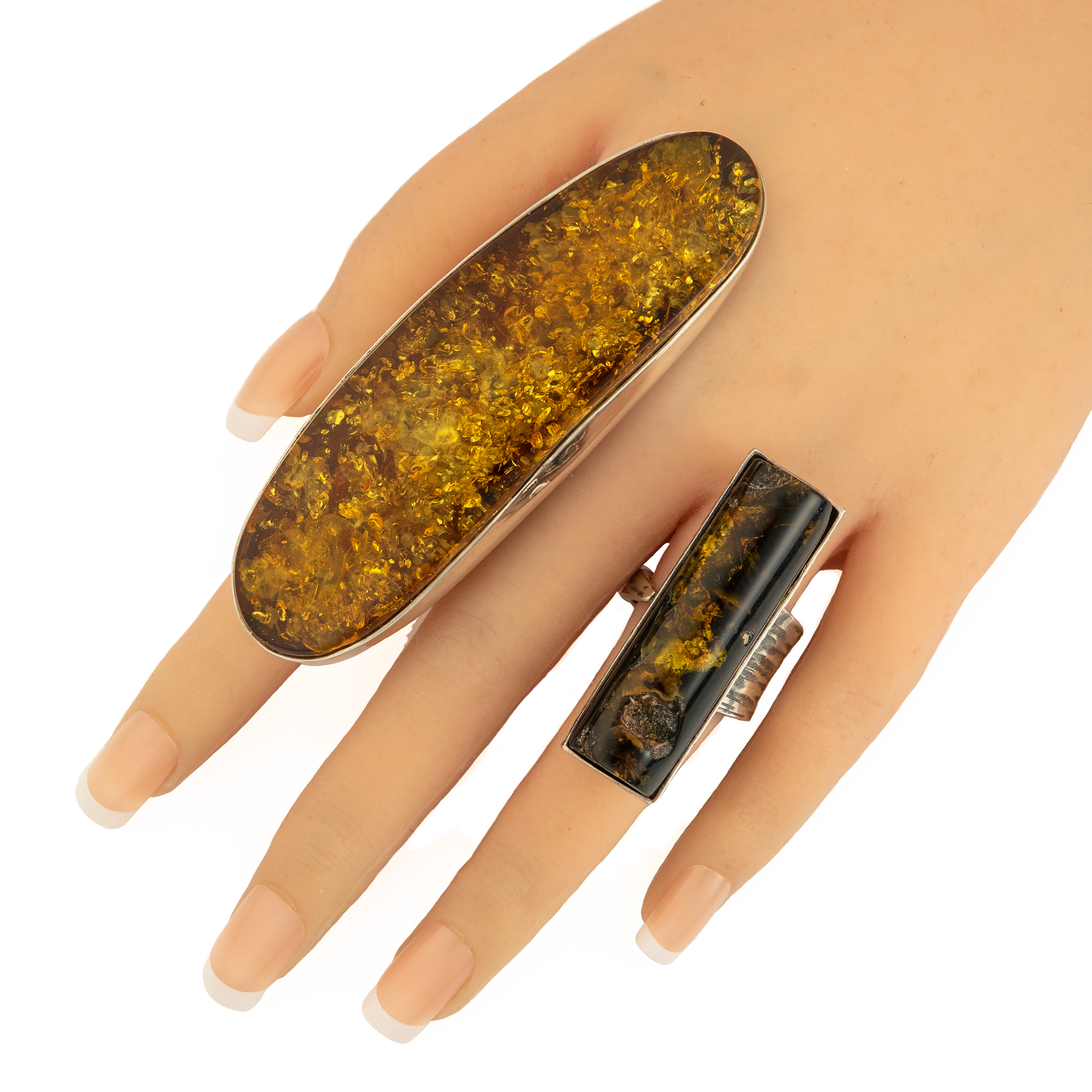 Sterling Silver and Baltic Amber Golden Ring 5